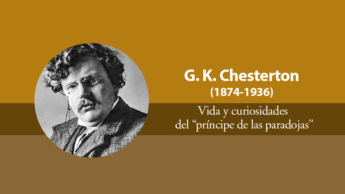 Retrato de G. K. Chesterton sobre fondo marrón ocre café para blog sobre su vida