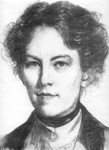 Retrato a carboncillo de Frances Blogg, de joven, que se casaría con G. K. Chesterton
