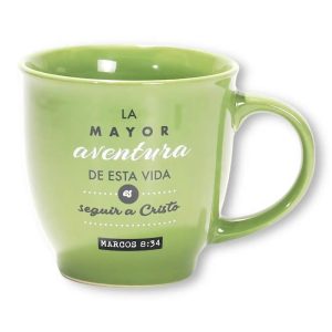 taza sabiduría en verde la mayor aventura de esta vida es seguir a cristo